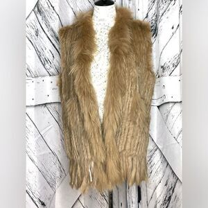 Bugatteli Rabbit Fur Vest Fringe Tan M